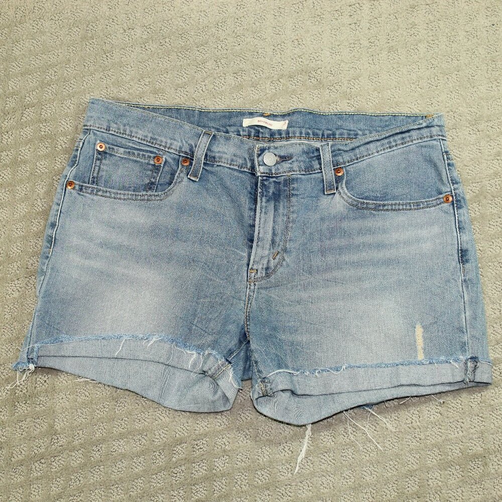 Levi's Womens 30 Distressed Light Wash Denim Blue Jean Cuffed Frayed Hem…